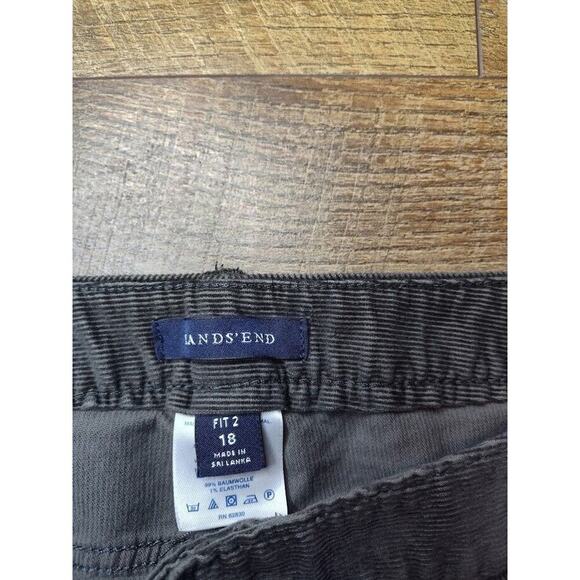 Lands End Corduroy Pants Womens 18 Black Mid Rise Straight Leg Casual Stretch - Picture 3 of 3